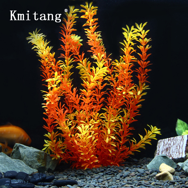 Fish Aquarium Home - 100cm Tropikal Bitkiler Büyük Yapay Su