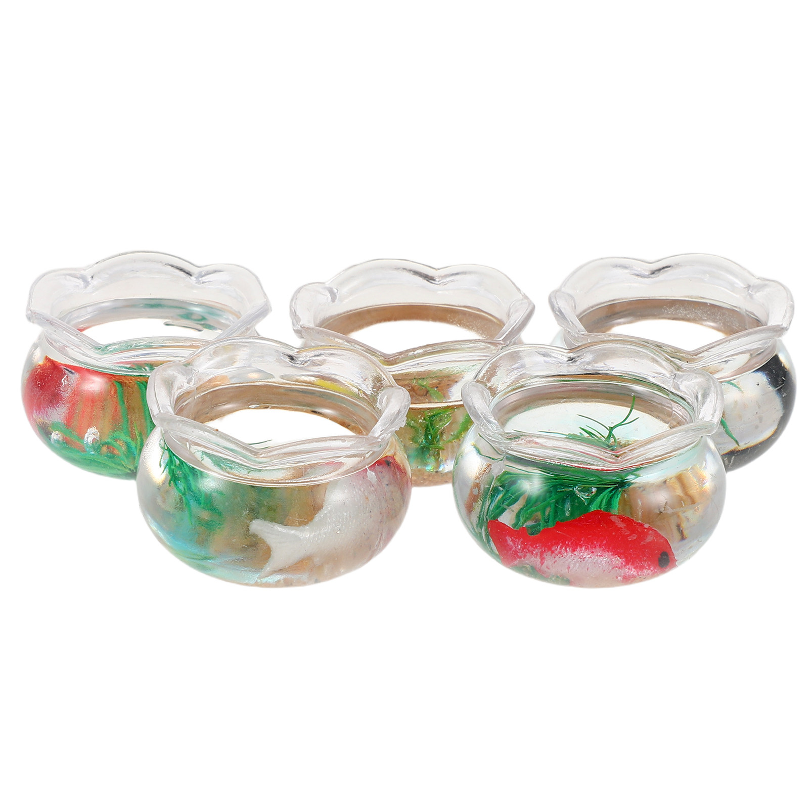Aquarium Plants - 5 Adet Mini Balık Akvaryumu, Gerçekçi