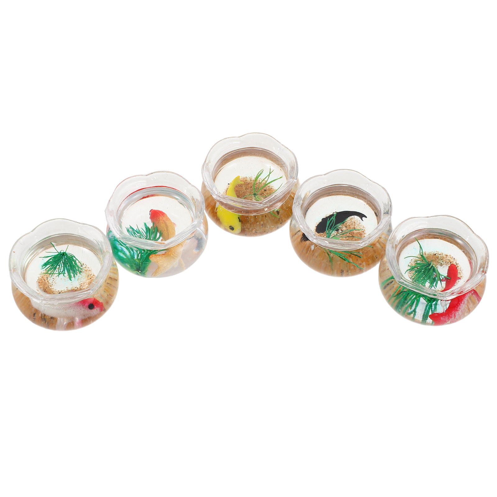 Aquarium Plants - 5 Adet Mini Balık Kabı, Gerçekçi